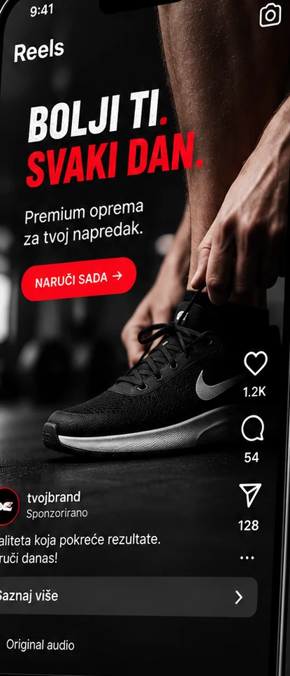 Illustrative vertical advertisement inside a phone mockup